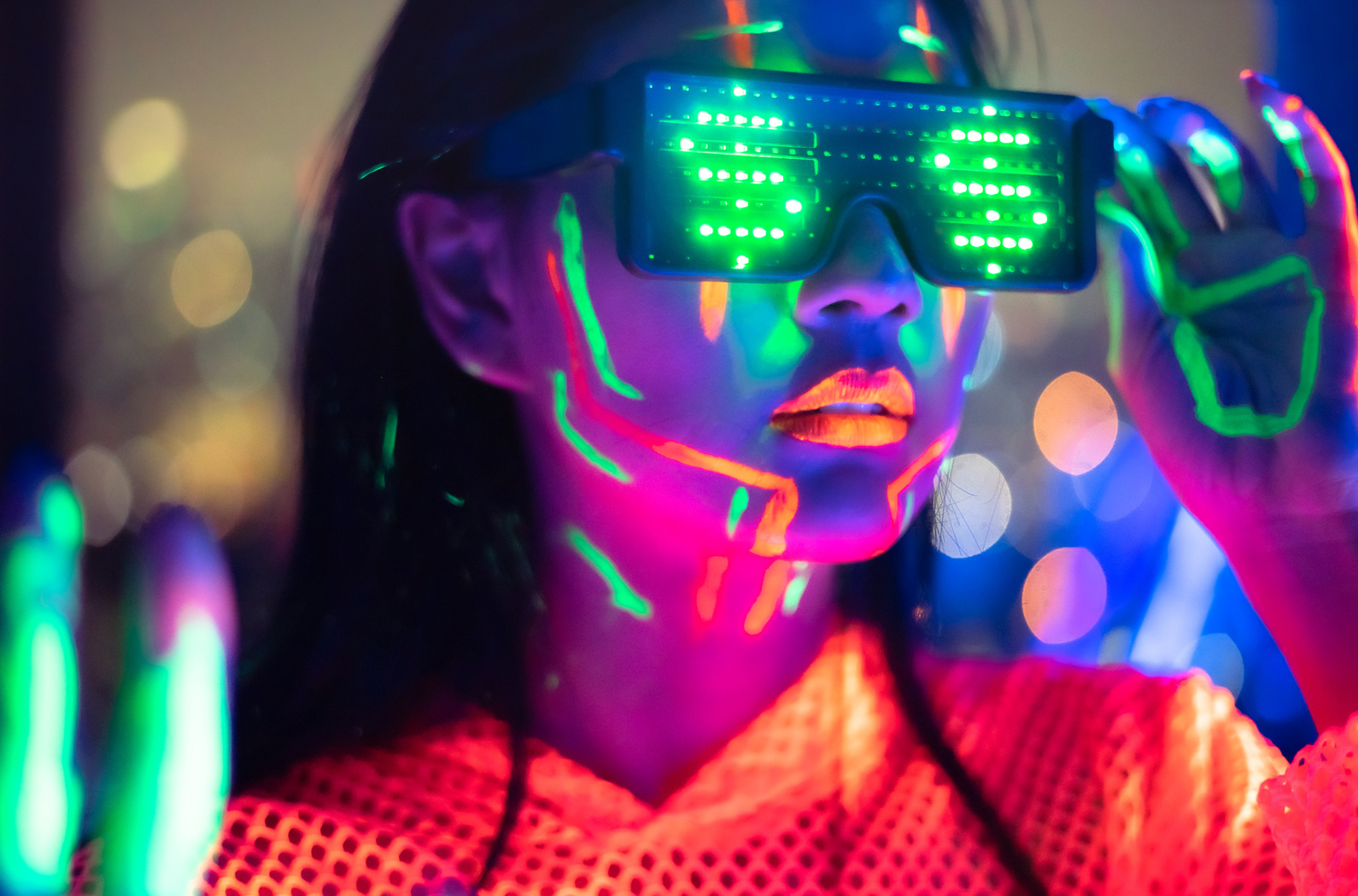 Woman in Neon Party